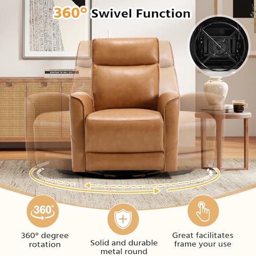 Image of HAOMARKETS Swivel Rocker Recliner Chair Set of 2, Manual Faux Leather Glider Rocking Recliners for Adults, 360 Swivel Nursery Reclining Sofa with Storage Pocket