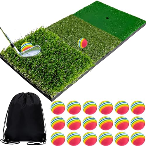 Gavit ゴルフ練習マット アプローチ練習器具 室内 トレーニング 芝風マット EVAボール 20個 収納袋付き 3way 30-60cm