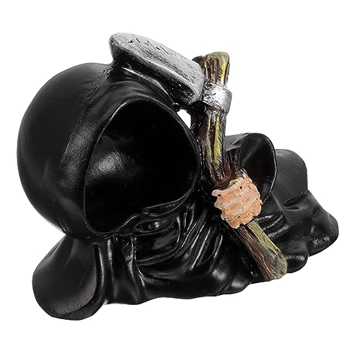 OUNONA ハロウィンの装飾品 大釜 面白い ハロウィーンの彫刻 ミニスケルトンフィギュア マット 屋外のハロウィーンの装飾 樹脂ゴースト装飾 水槽の装飾 幽霊像 樹脂ゴースト彫刻 Black