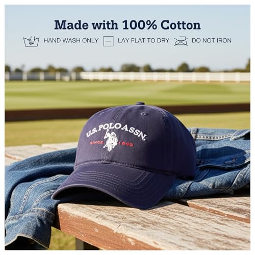 Image of U.S. Polo ASSN. Unisex Adult Baseball Cap, 100% Cotton Adjustable Dad Hat for Men and Women, Since 1890 and Horse Logo