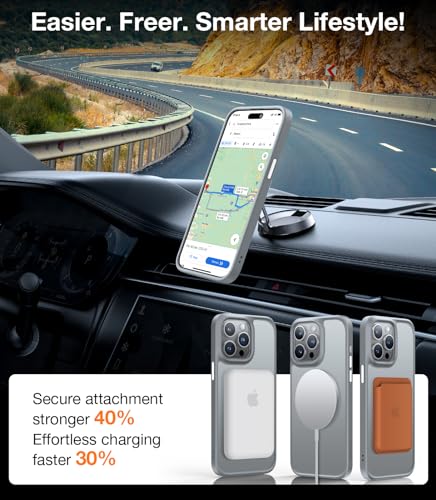 Image of TORRAS Magnetic Shockproof for iPhone 15 Pro Case Mil-Grade Drop Tested | Compatible with MagSafe, Shockproof Translucent Durable Slim Protective, Anti Scratch, Anti Fingerprint, Grey