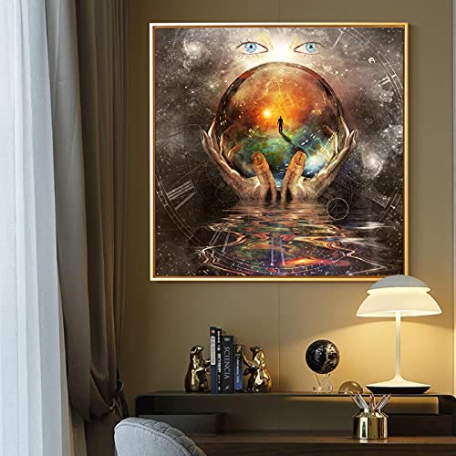 Tableau moderne boule de cristal 70x70cm sur toile art abstrait