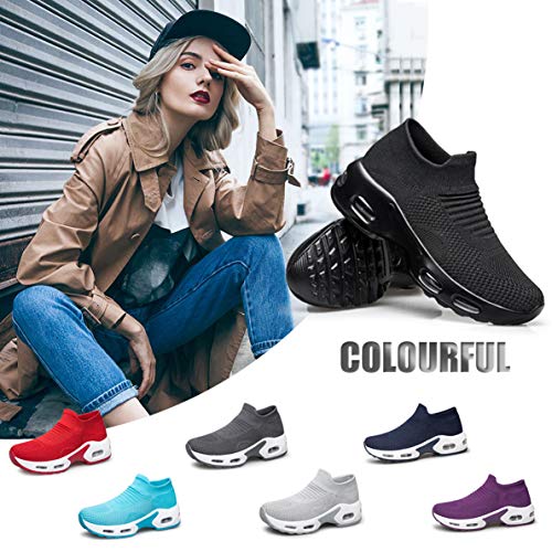 YHOON Women's Walking Shoes Slip-on - Sock Sneakers Ladies Nursing Work Air Cushion Mesh Casual Running Jogging Shoes2