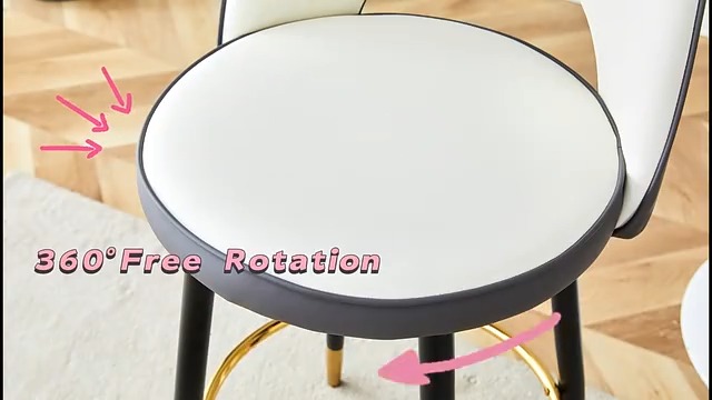 Butacos de Barra Modernos Giratorios 360°, Juego de 2 Butacos con Tapizado en Poliuretano y Patas de Metal Negro, Altura para Barra, Ideal para Cocina, Comedor e Isla miniatura 7