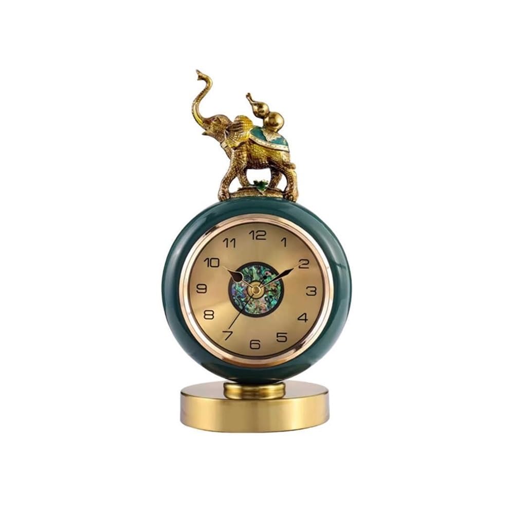 S5b8W3g7 Mantel Clocks Ceramic Desk Clock Home Desktop Silent Sitting Office Living Room TV Cabinet Decoration Decorate(Green)
