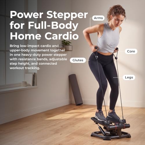 Image of Sunny Health & Fitness Smart Power Stepper with Resistance Bands for Cardio