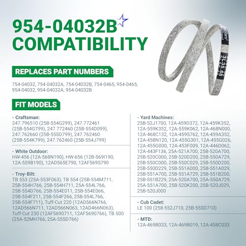 Image of BlueStars 954-04032B Edger Drive Belt | Aramid Cord | 3 /8 x 36 | For Troy Bilt TB554 MTD CubCadet LE100 Bolens Craftsman Lawn Edger Replaces 754-04032B 754-0465 954-0465 754-04032 954-04032A