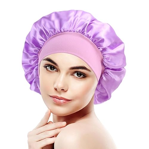 Miniatura 11 de Gorro de seda blanco para mujeres durmiendo, gorro de seda para dormir, trenzas de cabello rizado, gorra de satén grande para dormir, gorra de noche