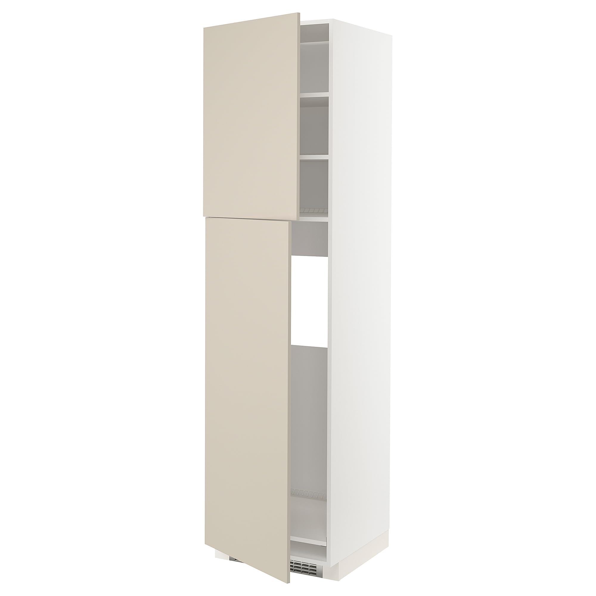 ProTuning METOD High Refrigerator Cabinet with 2 Doors, White/Hub Taupe Beige, 60x60x220cm