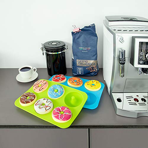 BAKHUK Donut Pan, Silicone Donut Mold, 2 Pcak Non-Stick Mold for 6 Full-Size Donuts, Bagels and More