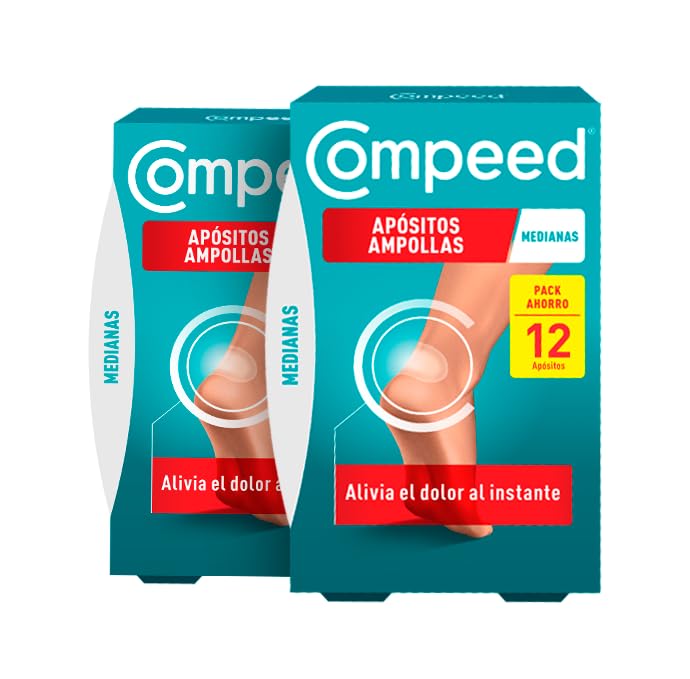 COMPEED Ampollas Medianas, Apósitos Hidrocoloides Contra Rozaduras, Pack 2 x 12 uds.