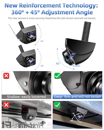 Image of AHD 1080P Backup Camera 【180 Wide View Angle】 Reversing Rearview Camera Adjustable Angle Night Vision IP69 Waterproof Front /Side /Rear View Camera for Universal Car Vehicle SUV Trucks RV