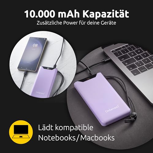 Intenso F10000 Powerbank - Externer Akku 10000mAh mit USB-C & USB-A - Lila – Ansicht 2