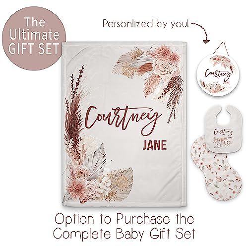 Girls Love A Monogram-Boho Floral Personalized Baby Blanket With Name-Custom Baby Blankets For Girls-Personalized Bohemian Personalized Baby Blankets For Girls With Name #TOP5