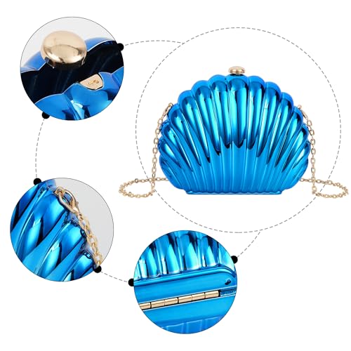 Image of Women Seashell Evening Bag Purse Mermaid Chain Strap Clutch Handbag Shoulder Bag | Seashell
