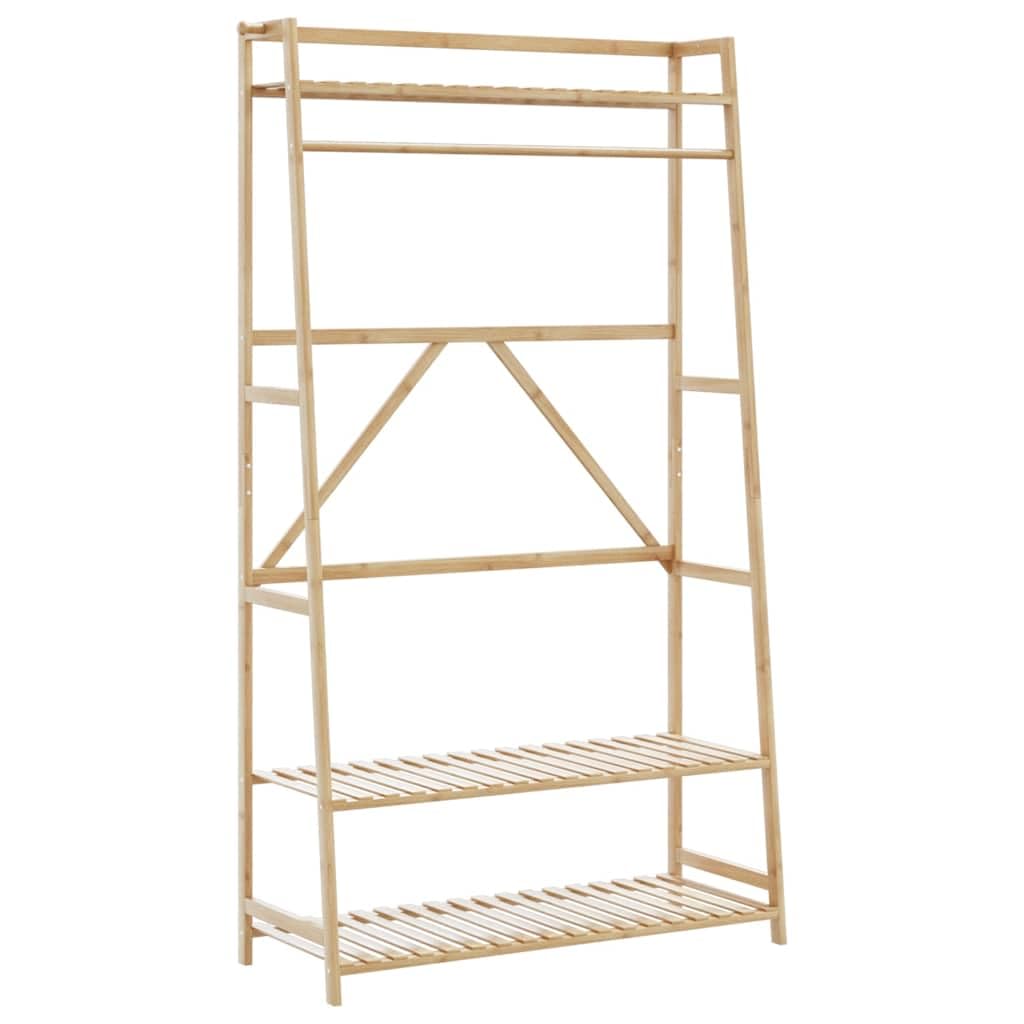 vidaXL Clothes Rack with Shelves 110x40x180 cm Bamboo, coat rack, coat rack with shelf, bamboo clothes rack, clothes hanger rack