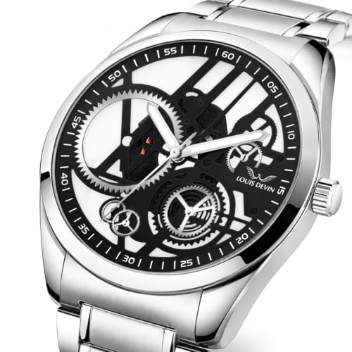 Image of Louis Devin Stainless Steel Chain Analog Wrist Watch for Men (Sky Blue /Green /Black /White Dial) | LD-LV084-CH