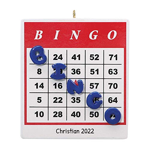 Personalized Bingo Christmas Tree Ornament 2019 - Traditional Chance Game Player Match Number