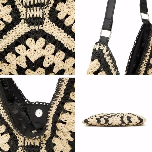 Bolso Hobo de Paja tejido para mujer miniatura 7