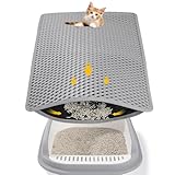 Katzenklo Matte, 61 x 38cm Katzenstreu Auffangmatte Katzenstreu Matte Katzenteppich Doppellagig rutschfest Geruchsfrei Katzen Matte für Toilette (Grau)