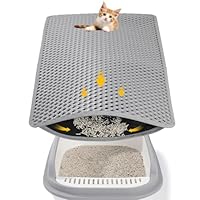 Katzenklo Matte, 61 x 38cm Katzenstreu Auffangmatte Katzenstreu Matte Katzenteppich Doppellagig rutschfest Geruchsfrei Katzen Matte für Toilette (Grau)