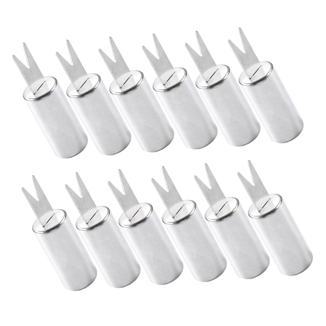Mikikit 12pcs Stainless Steel Corn Forks Reusable Bbq Skewers for Grilling Corn Fruits and Snacks Convenient Bbq Tools for Outdoor Cooking and Picnics