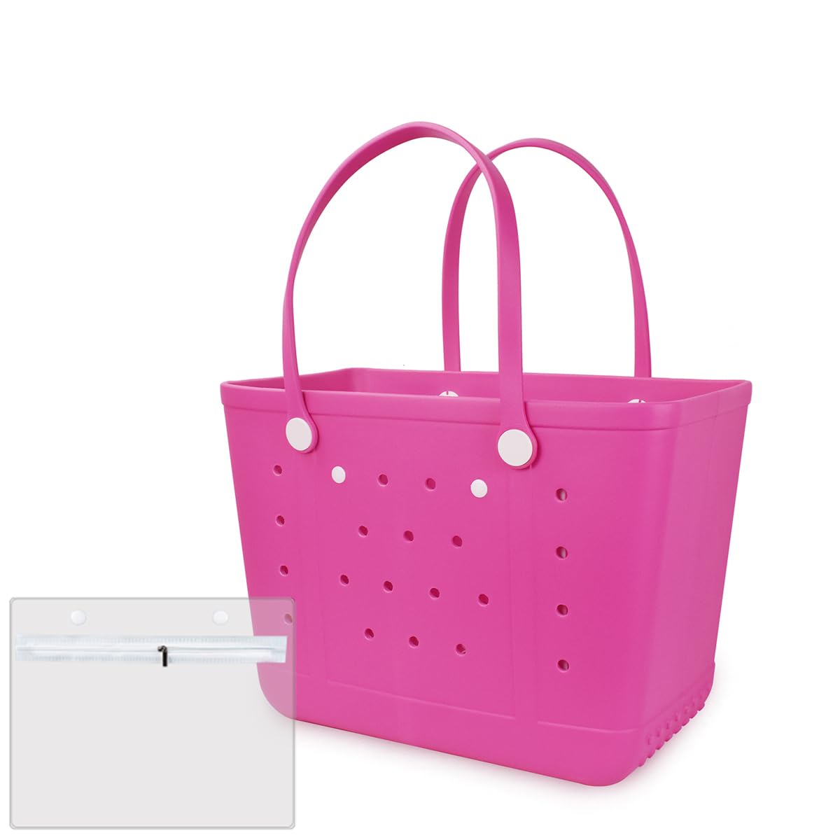 Extra Large Rubber Beach Bag Tote Bag for Women Waterproof Bag | Waterproof EVA Beach Tote with Zipper Pocket & Non-Slip Bottom | Sturdy Tote for Beach Pool Boat Groceries & Travel Rose Red