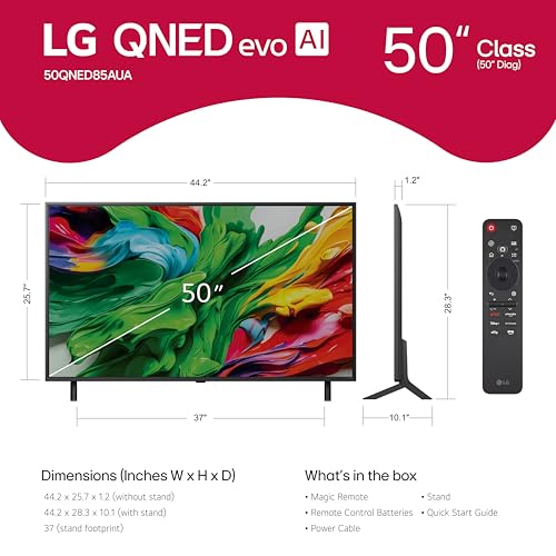 Image of LG 50-Inch Class QNED evo AI QNED85A Series Mini LED 4K Smart TV w /AI Picture, AI Sound, HDR10, AI Super Upscaling 4K, Filmmaker Mode, Wow Orchestra, Alexa Built-in (50QNED85AUA, 2025)