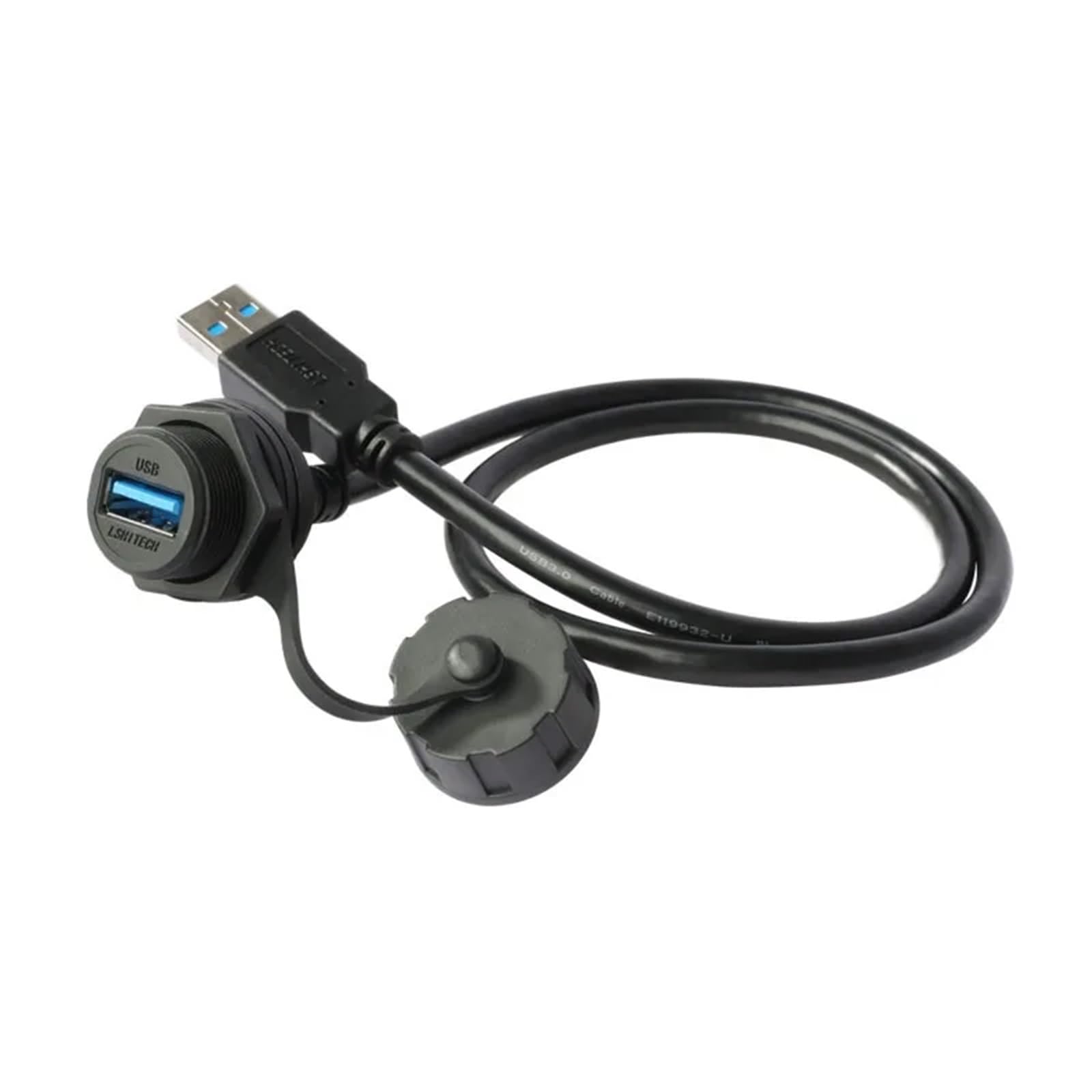 Cavo di prolunga con connettore USB 3.0 da 0,1 m a 4 m, adattatore rapido M20 a baionetta per auto, USB tipo A femmina a maschio, pannello dati (2 m USB3.0, dado in metallo)