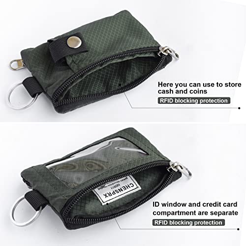 Image of CHENSPRX Minimalist RFID Blocking Small Wallet with ID Window,WaterResistant Zip Id Case Wallet with Lanyard Keychain for Cards,Cash,Travel,Women,Men