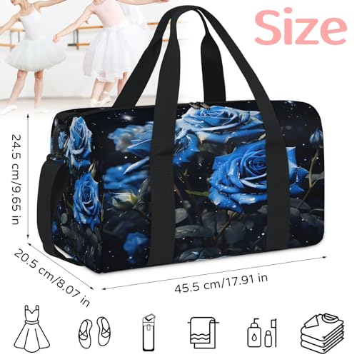 Floral Pattern Roses Sports Duffle Bag for Women Men Waterproof Overnight Weekender Bag with Adjustable Strap Travel Tote Bags for Beach Yoga Work Dance Swim2