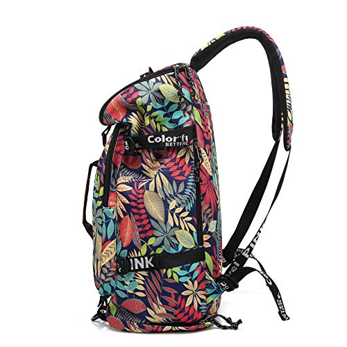 Floral Gym Duffle Bag Backpack 4 ways for Women Waterproof with Shoes Compartment for travel Sport Hiking laptop College Lightweight, Kalesi