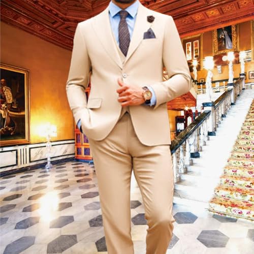 Men's Classic Fit Slim Double Breasted Suit - Formal Suit with Blazer, Pants & Vest3