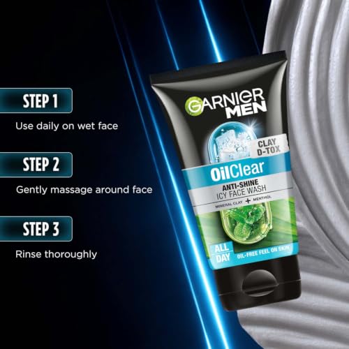 Image of Garnier Men Oil Clear Clay D-Tox Deep Cleansing Icy Face Wash, 155 g (Pack of 2)