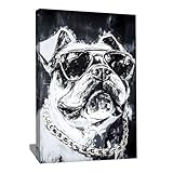 Cuadro retrato perro – lienzo gángster – Marco decorativo para dormitorio blanco y negro – Cuadro de bulldog francés – Impresión sobre lienzo moderno – Deco Gangster – Idee regalo para habitación (80