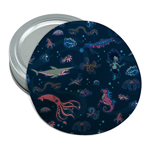 Creepy Deep Sea Creatures Pattern with Mermaid Squid and Shark Round Rubber Non-Slip Jar Gripper Lid Opener