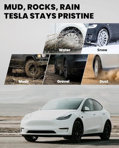 Image of Model Y Mud Flaps 2022 Splash Guards Matte Black Front & Rear Fender Protection Mudflaps No Need to Drill Holes for Tesla Model Y 2020 2021 2022 2023 2024 (Set of 4)