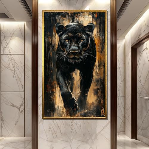 Art mural abstrait sur toile panthère noire impression faune moderne - 4