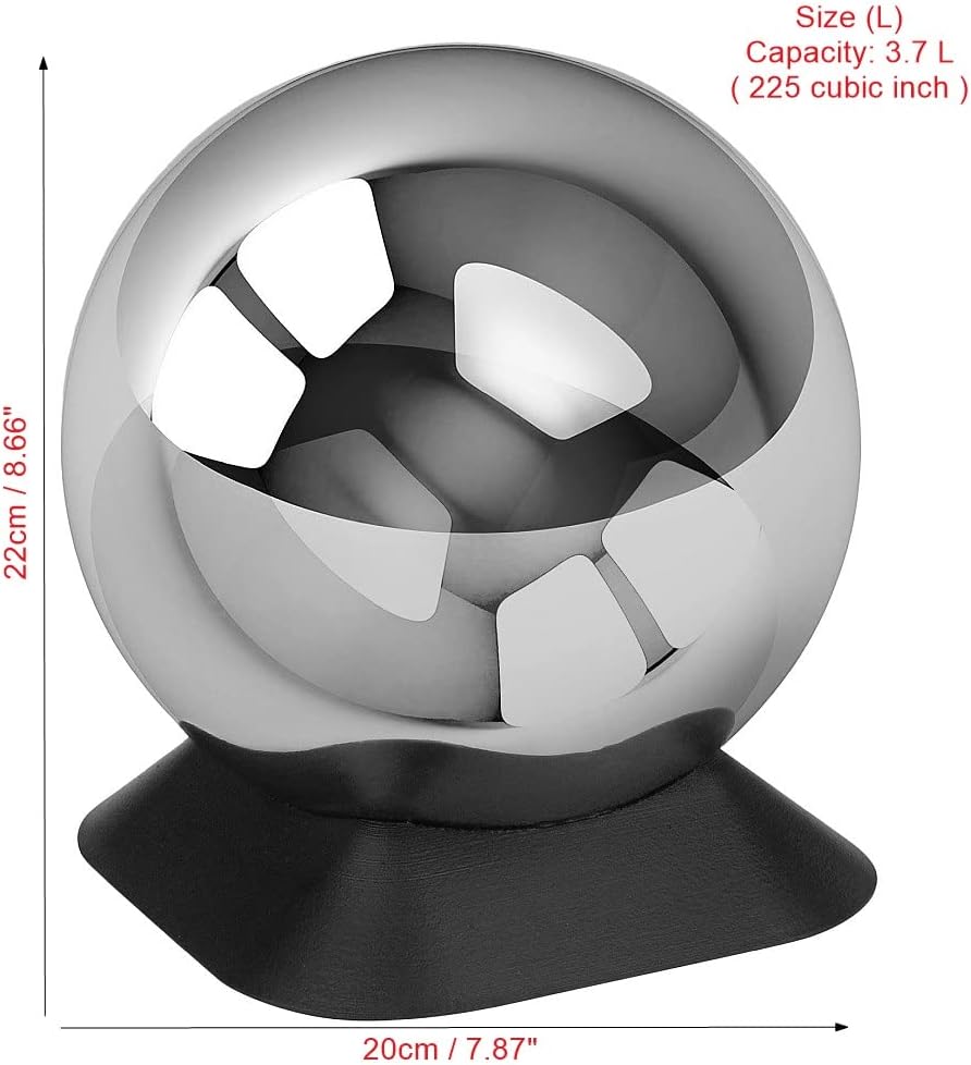 Sphere Shaped Stainless Steel Urn with Separately ABS Base, Outdoor Waterproof Urn for Adult Ashes, Urn for Garden (Memorial Plaque/YES)