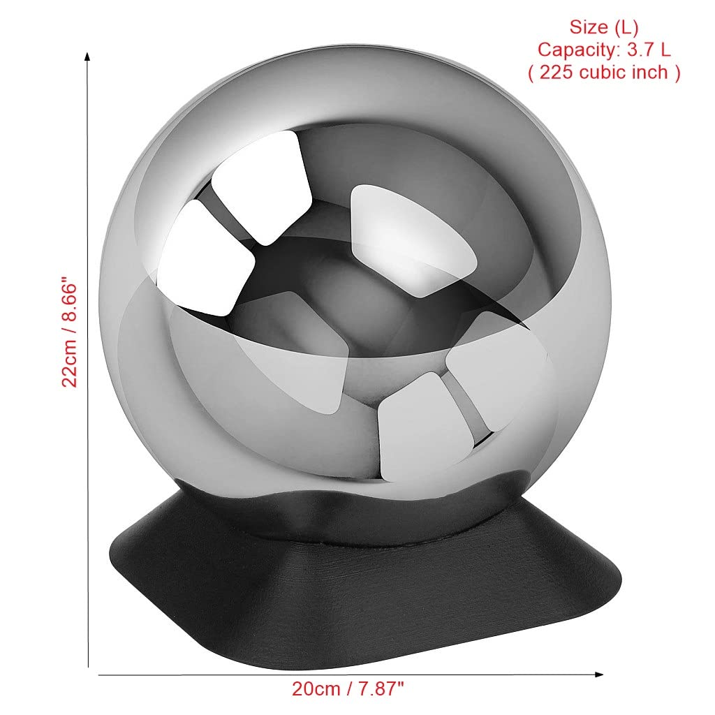 Kugelförmige Edelstahl-Urne mit separater ABS-Basis, wasserdichte Urne für den Außenbereich, für erwachsene Asche, Urne für den Garten (Gedenktafel, NO)