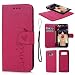 Galaxy S8 Case, S8 Case Embossed Love PU Leather Case TPU Shock Bumper Detachable Magnetic Wallet Case with Slot Wallet Wrist Strap Cover for Samsung Galaxy S8 (Hot Pink)