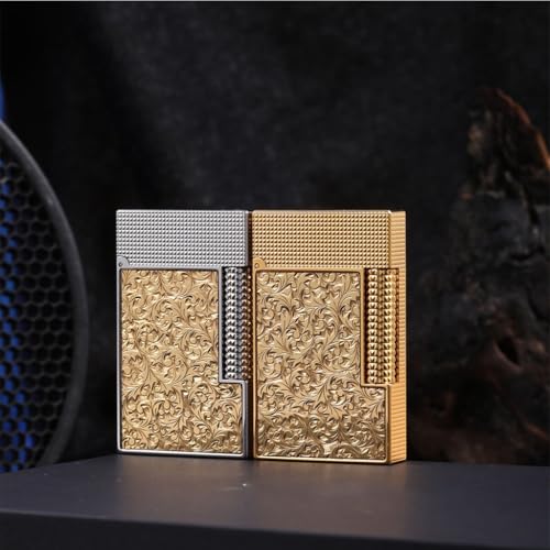 Encendedor con tapa abatible y relieve en latón miniatura 3