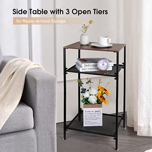 Ifghas 3 Tier Side Table For Couch And Bed, Telephone Table For Small Spaces, End Table Narrow Side Table With Storage, Nightstand Printer Stand Metal Frame For Livingroom #TOP3