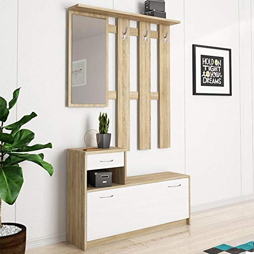Basta avere scarpe e vestiti sparsi per tutta casa, con il nuovo set di mobili per l'ingresso con panchina portascarpe specchio e attaccapanni tutto sarà in ordine!