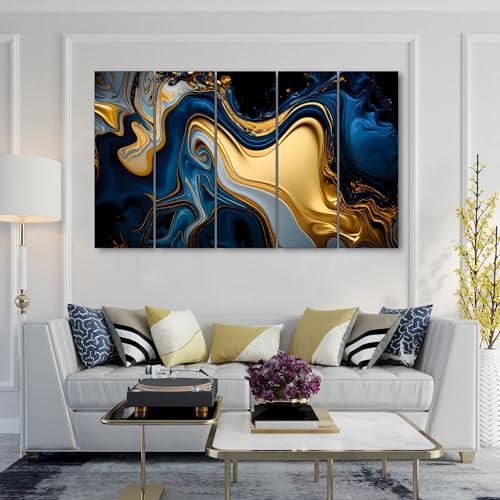 Image of The Castle Decor Marble Abstract Painting With Frame 5 Big Size (36x60) wall Art for Living Room,bedroom,drawing Room,hotels-wooden Framed-digital Painting