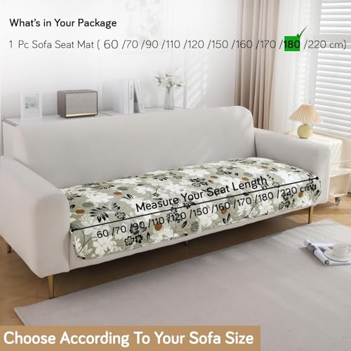 Image of HOKIPO 'Elira Series' Water Repellent + Waterproof Quilted Sofa Mats | Make Your Own Sofa Cover Set | Length 180cm - Feather Brown Floral (NEW-5249-C1)