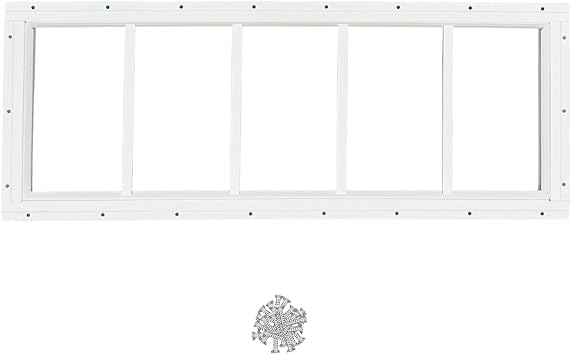Hryan Shed Transom Window for Playhouse, Chicken Coop and Garage, Fixed Metal Tempered Glass Replacement Casement for barn house, ventanas de casa 10" x 29" 1Pack