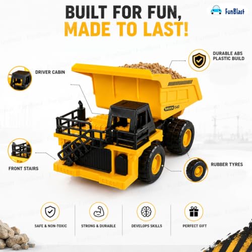 Image of FunBlast Pull Back Vehicles Construction Toy Truck, Die Cast Metal Dumper, Friction Power Toy Trucks for 3+ Years Old Boys, Kids and Girl