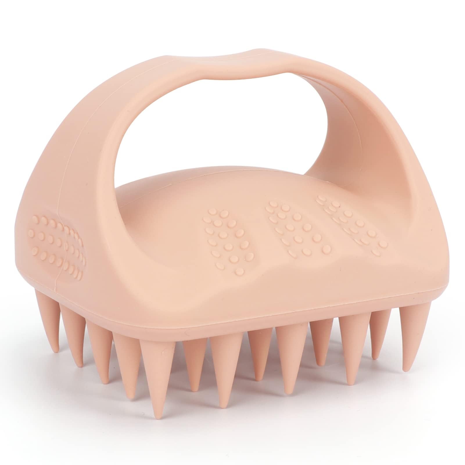 BIGTHREE Scalp Massager Shampoo Brush, Silicon Hair Scrub Brush with Soft Flexible Bristles Hair Care Wet and Dry Hair Scrubber Exfoliator for Dandruff Removal Hair Growth Head Relaxation Nude (Pink)