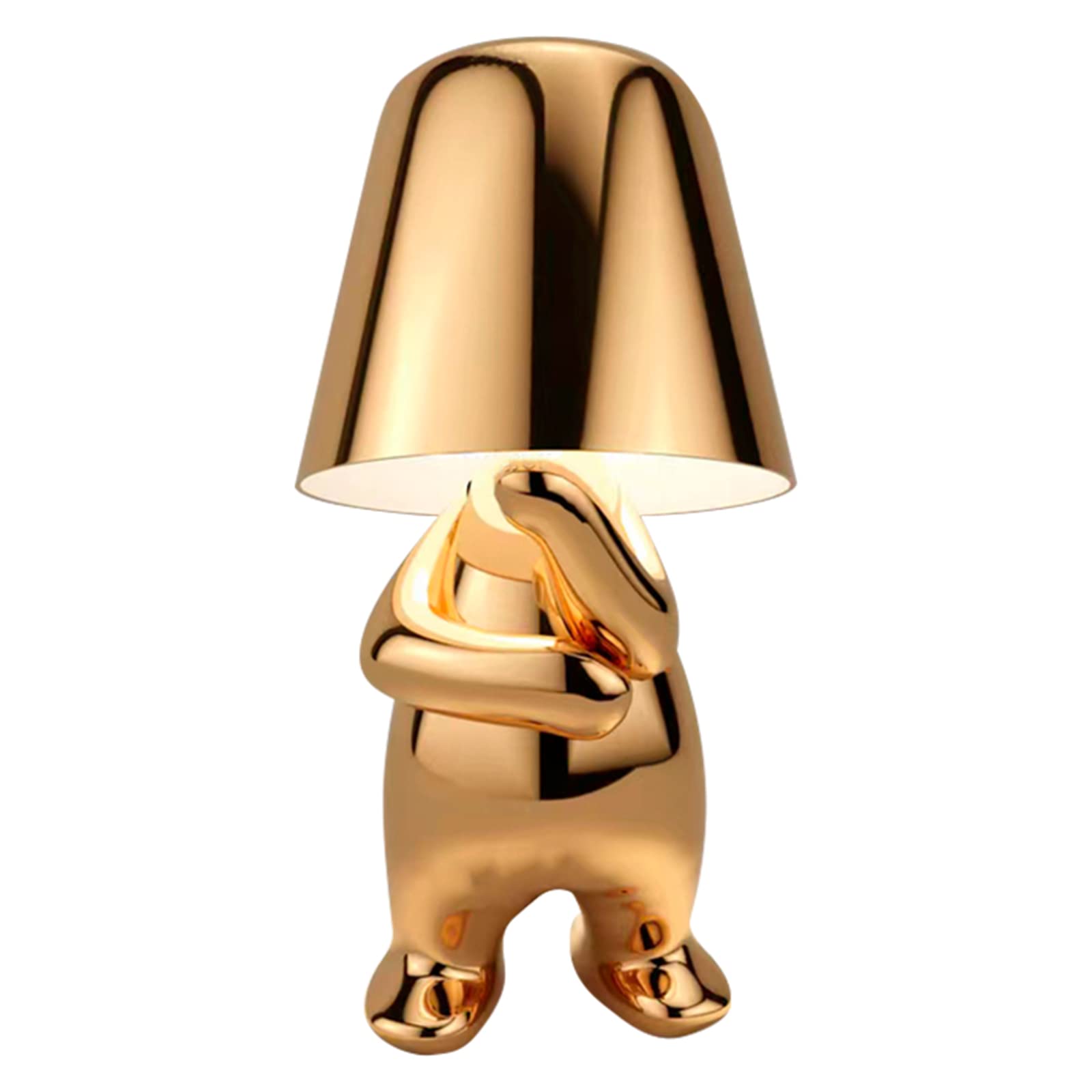 oiakusBedside Touch LED Table Lamp, Little Golden Man Thinker Statue Led Table Lamp, 1800mAh Rechargeable Decorative Night Light, for Living Room Bedroom Office Decoration Gift